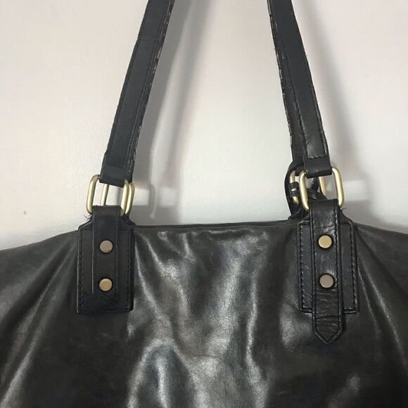 Aqua Madonna leather patchwork shoulder tote bag. Animal print calf skin - Picture 7 of 9